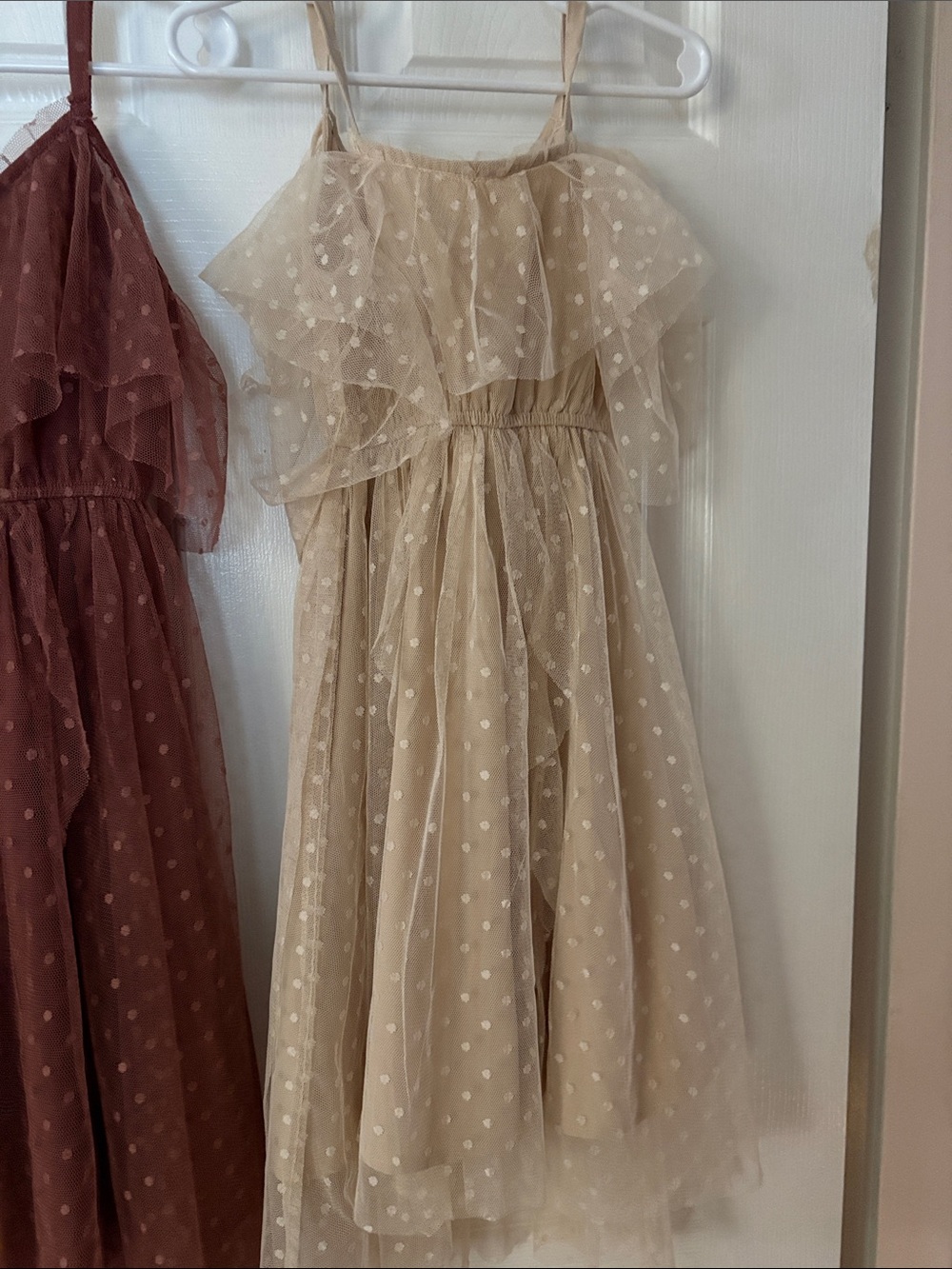 Girls Cream Polka Dot Tulle Dress